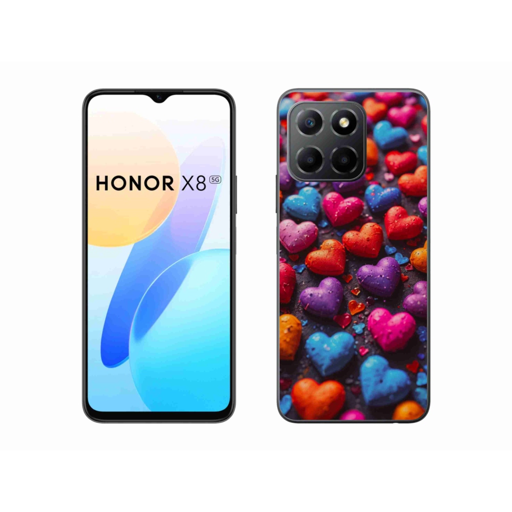 Gélový kryt mmCase na Honor X8 5G/Honor 70 Lite 5G - farebné srdcia