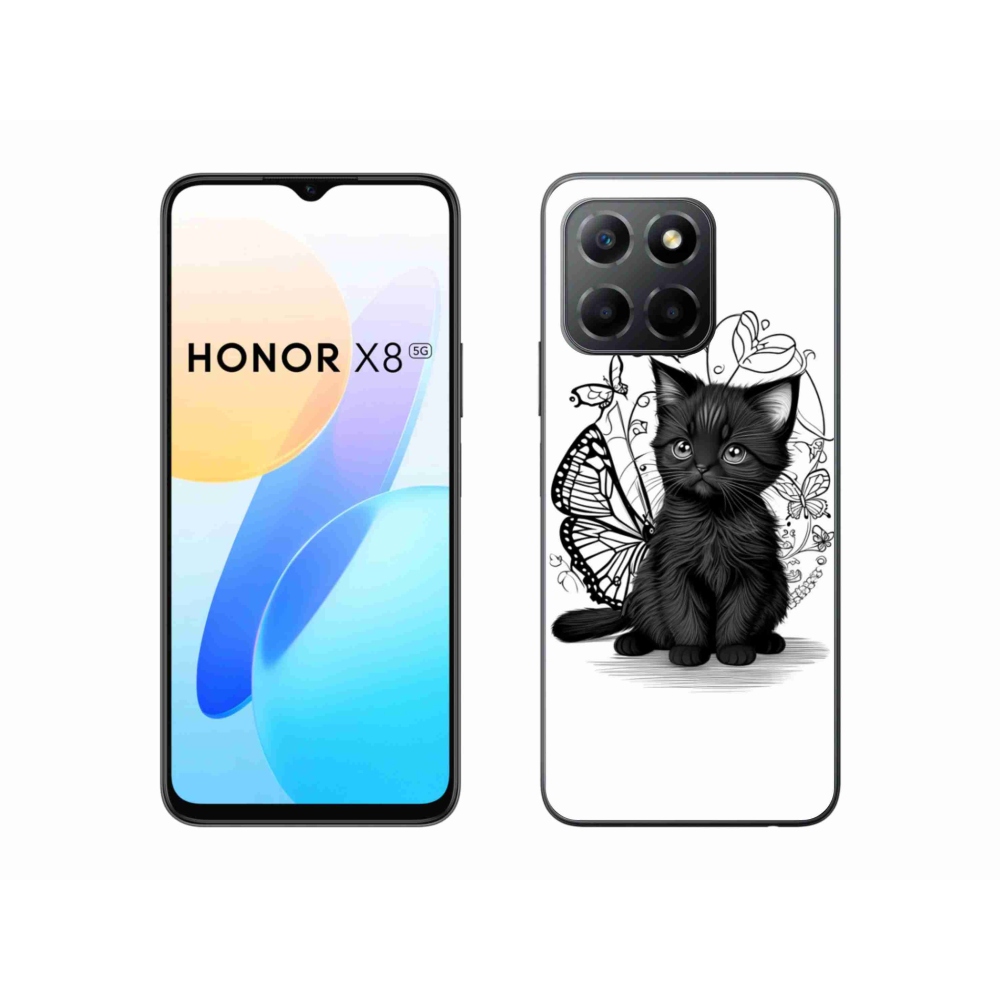 Gélový kryt mmCase na Honor X8 5G/Honor 70 Lite 5G - čierne mačiatko