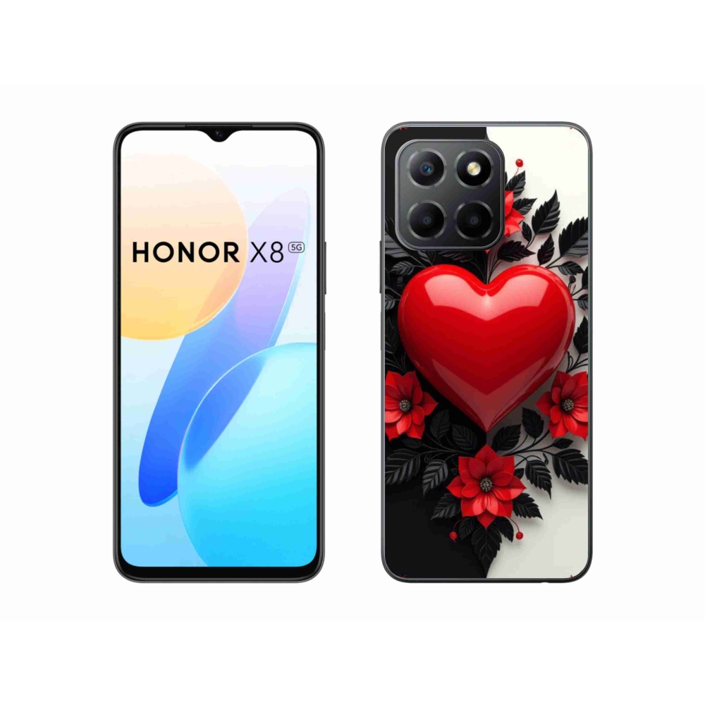 Gélový kryt mmCase na Honor X8 5G/Honor 70 Lite 5G - červené srdce