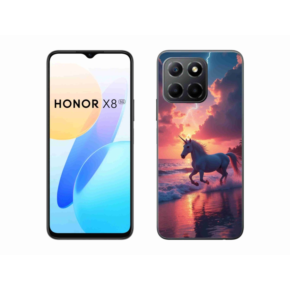 Gélový kryt mmCase na Honor X8 5G/Honor 70 Lite 5G - jednorožec na pláži