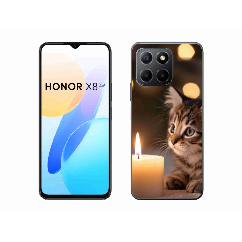 Gélový kryt mmCase na Honor X8 5G/Honor 70 Lite 5G - mačiatko a sviečka