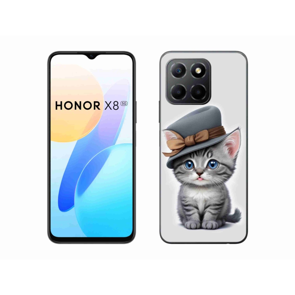 Gélový kryt mmCase na Honor X8 5G/Honor 70 Lite 5G - mačiatko s klobúkom