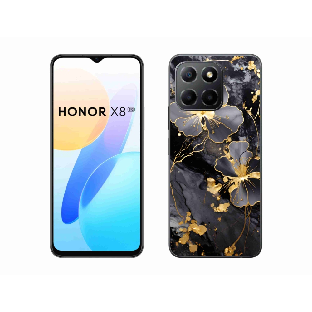 Gélový kryt mmCase na Honor X8 5G/Honor 70 Lite 5G - zlaté kvety