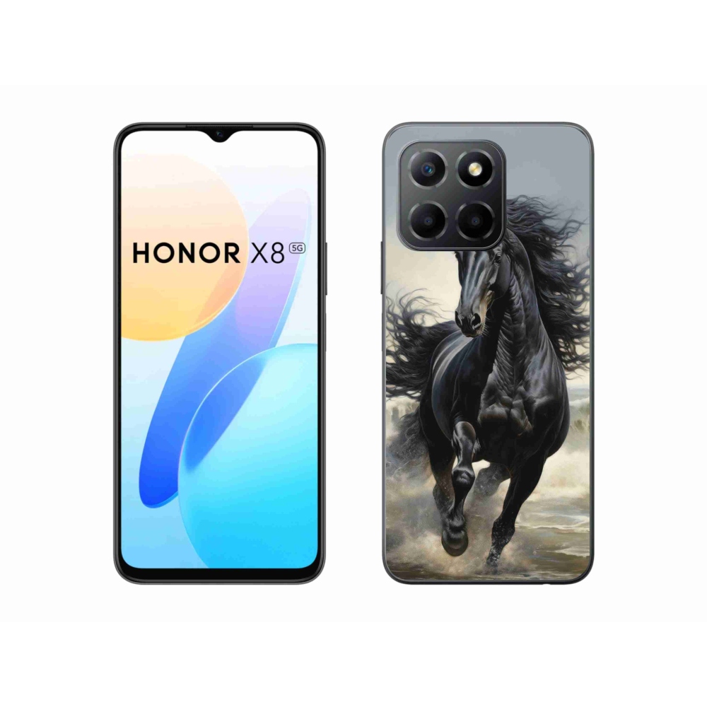 Gélový kryt mmCase na Honor X8 5G/Honor 70 Lite - bežiaci čierny kôň