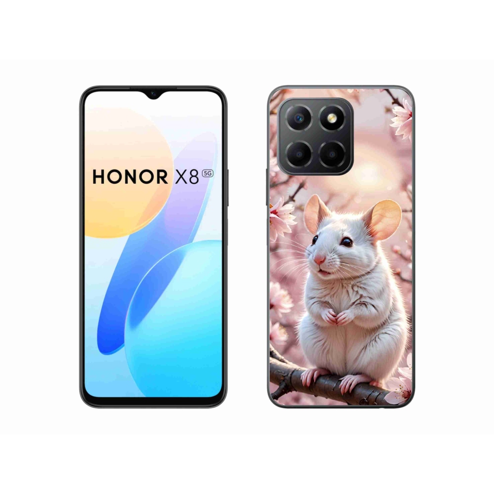 Gélový kryt mmCase na Honor X8 5G/Honor 70 Lite - biela myš na vetve