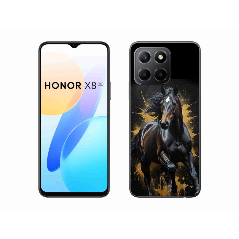 Gélový kryt mmCase na Honor X8 5G/Honor 70 Lite - elegantný čierny žrebec