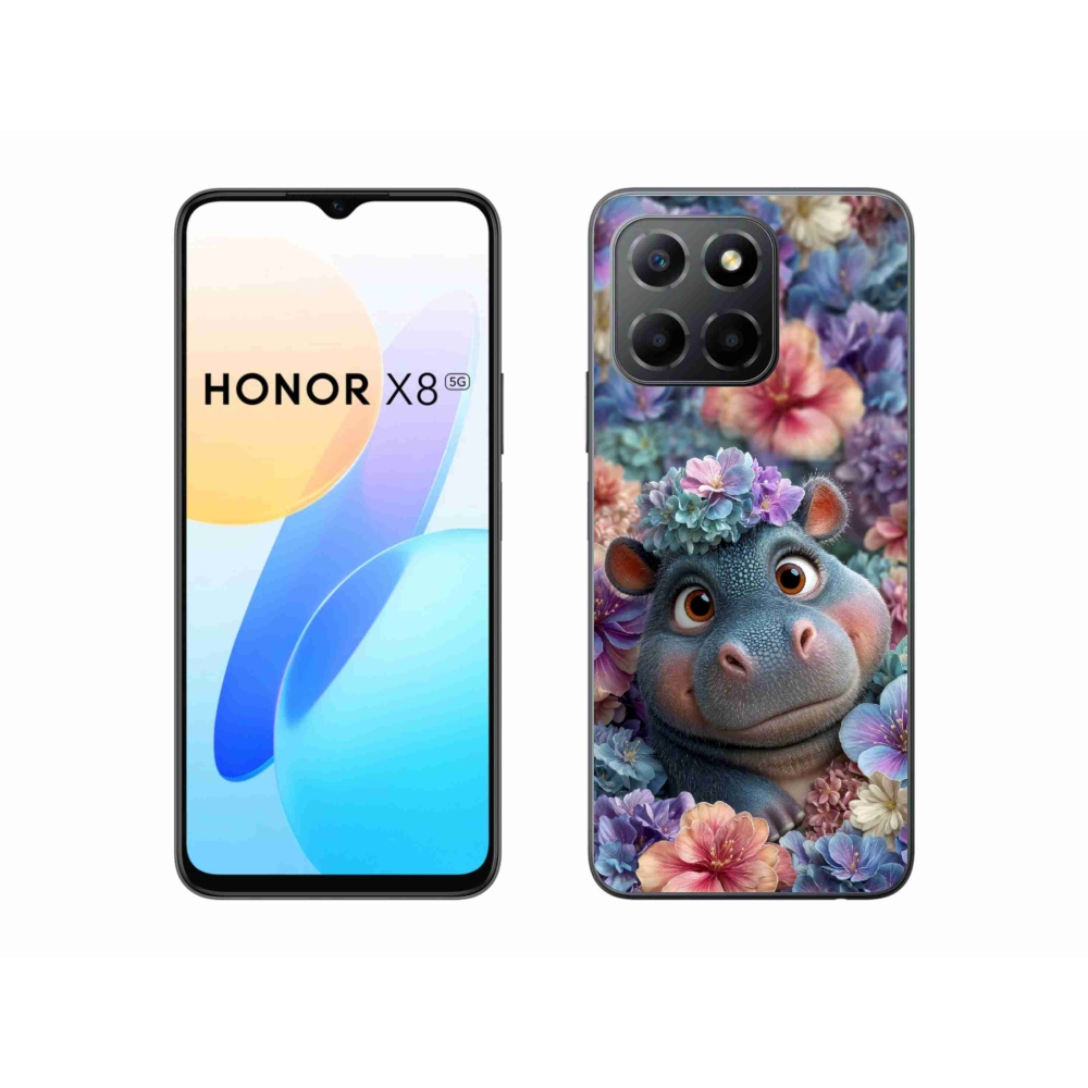 Gélový kryt mmCase na Honor X8 5G/Honor 70 Lite - hrošík v kvetoch