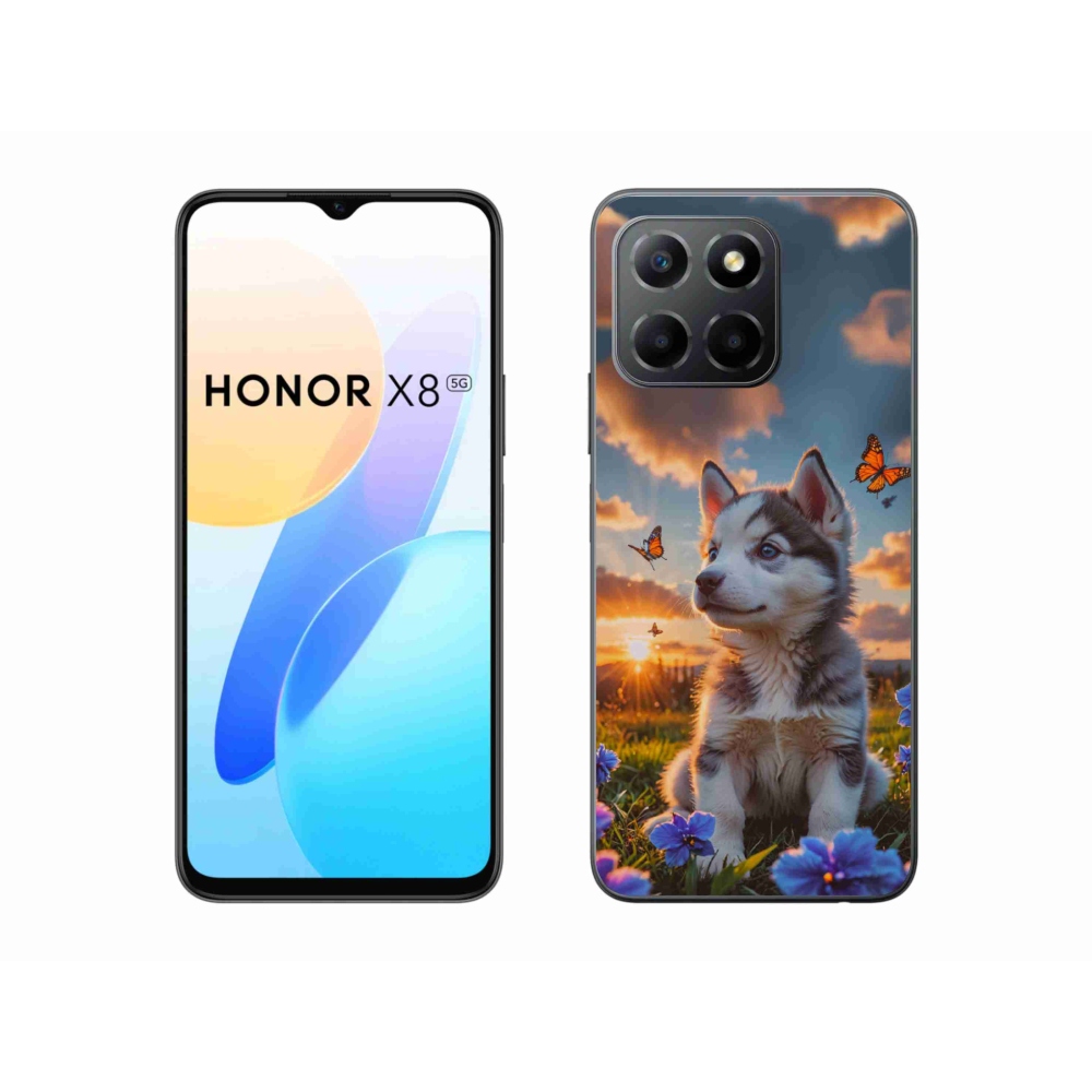 Gélový kryt mmCase na Honor X8 5G/Honor 70 Lite - husky pri západe slnka