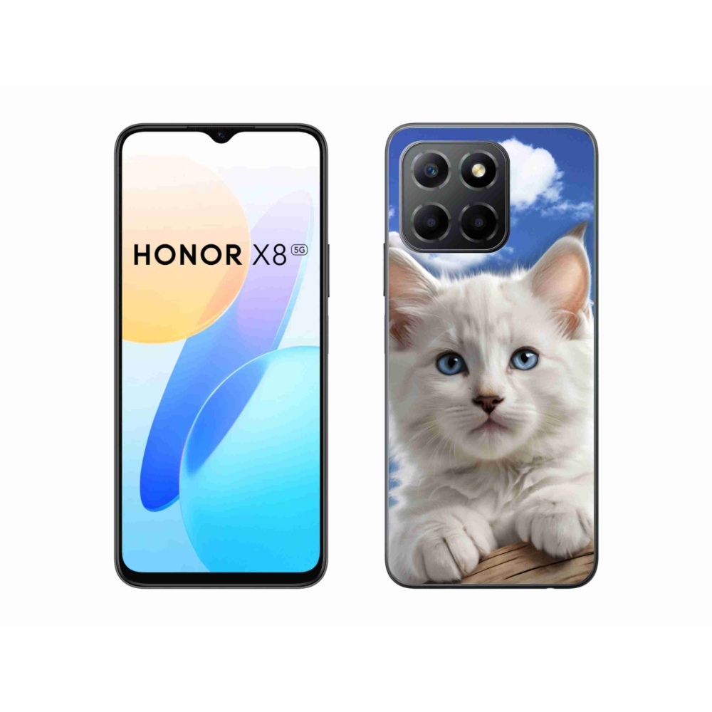 Gélový kryt mmCase na Honor X8 5G/Honor 70 Lite - mačiatko a oblaky