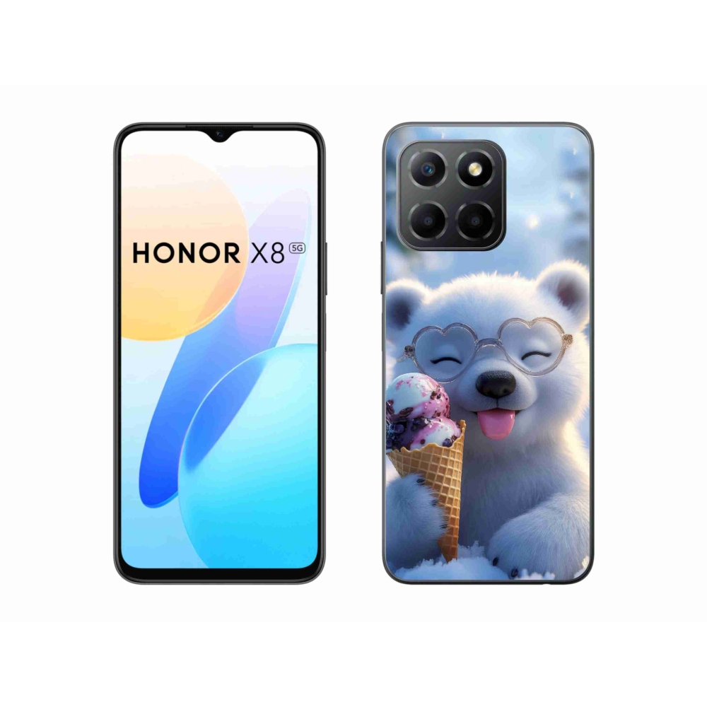 Gélový kryt mmCase na Honor X8 5G/Honor 70 Lite - medvedík so zmrzlinou