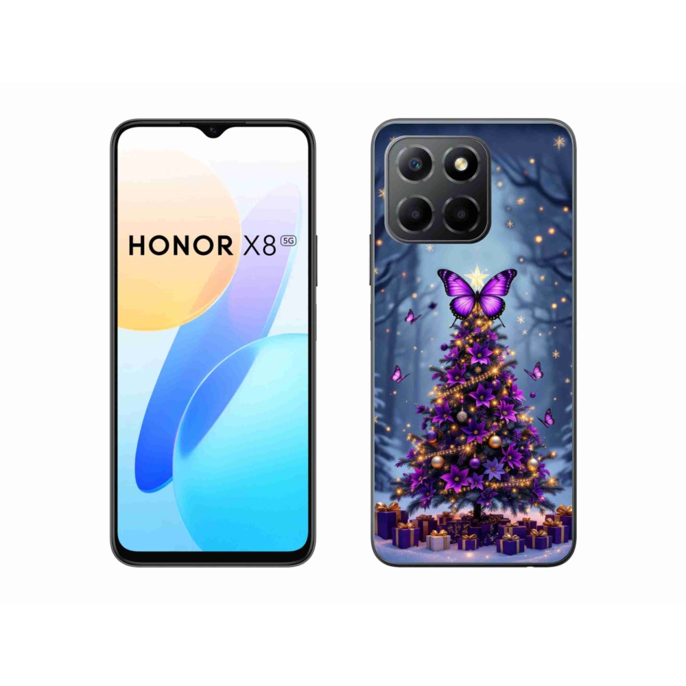 Gélový kryt mmCase na Honor X8 5G/Honor 70 Lite - motýlí vianočný stromček