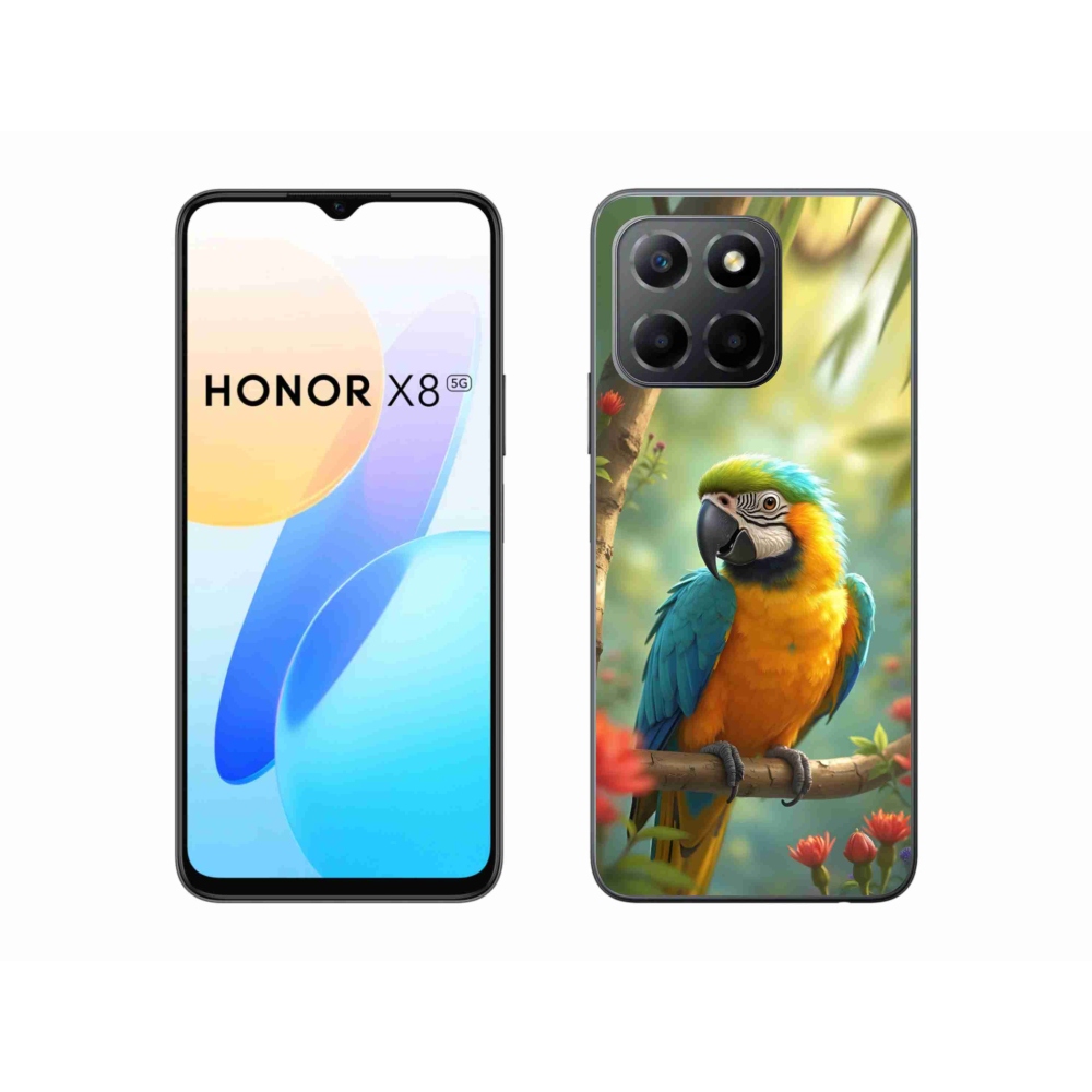 Gélový kryt mmCase na Honor X8 5G/Honor 70 Lite - papagáj ara modrožltá
