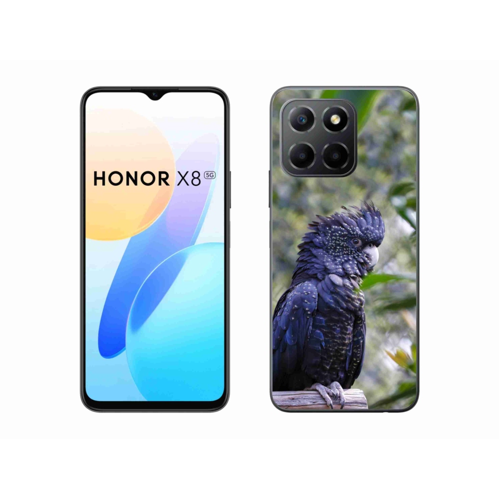 Gélový kryt mmCase na Honor X8 5G/Honor 70 Lite - papagáj kakadu čierny