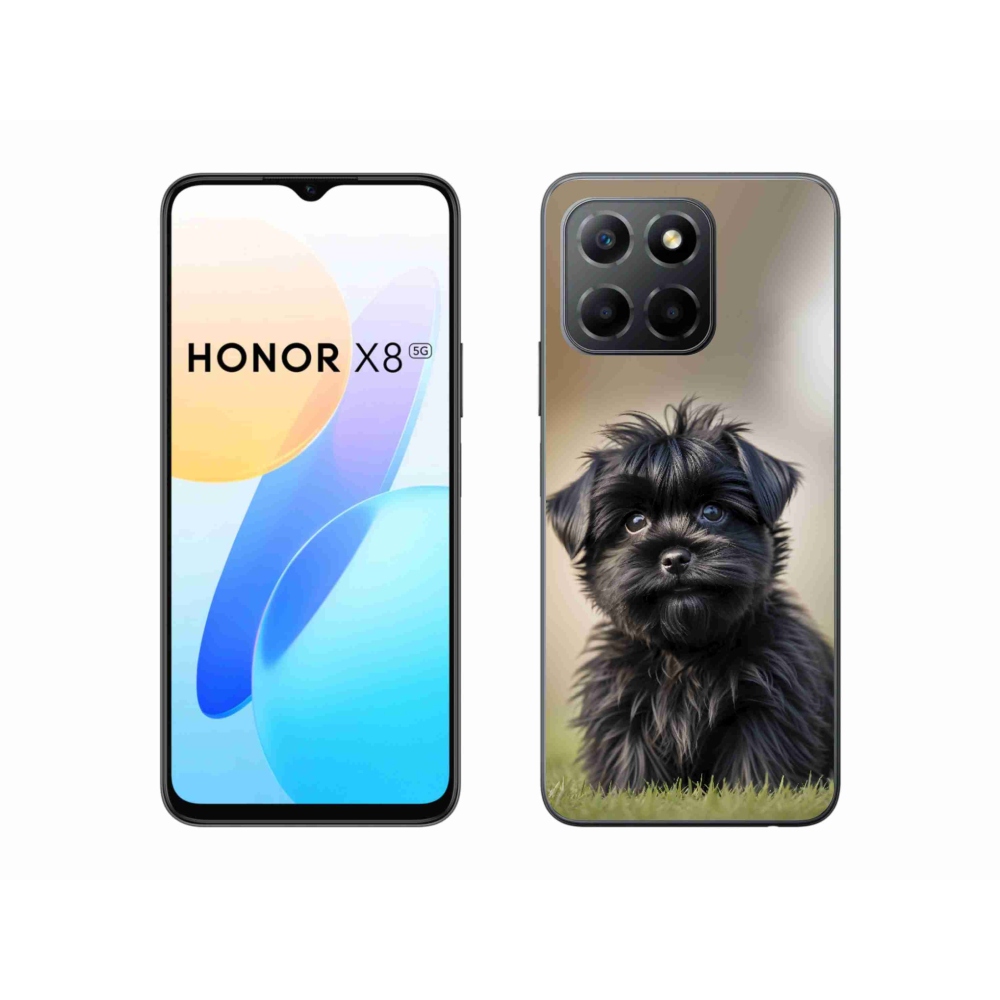 Gélový kryt mmCase na Honor X8 5G/Honor 70 Lite - roztomilý čierny psík