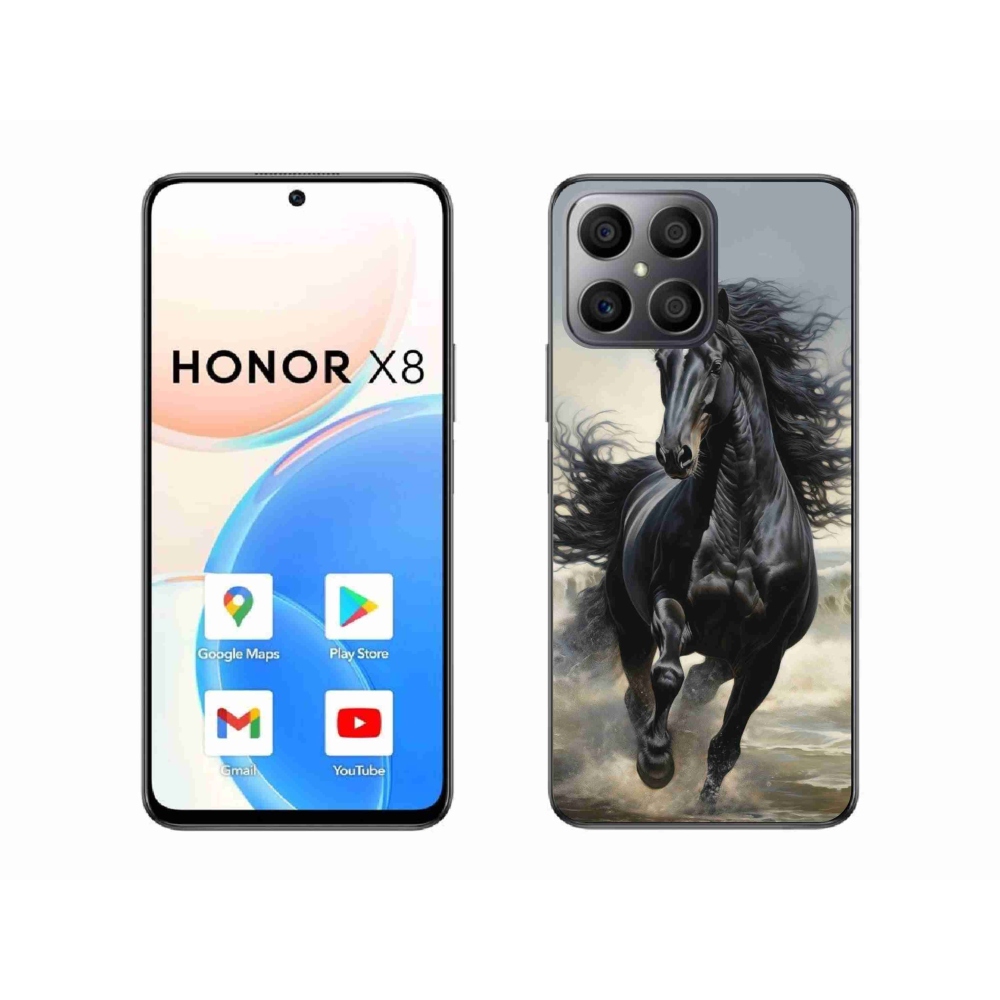 Gélový kryt mmCase na Honor X8 - bežiaci čierny kôň
