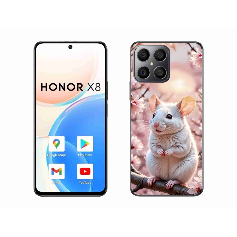 Gélový kryt mmCase na Honor X8 - biela myš na vetve