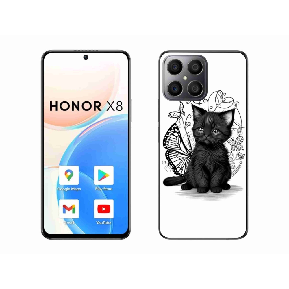 Gélový kryt mmCase na Honor X8 - čierne mačiatko