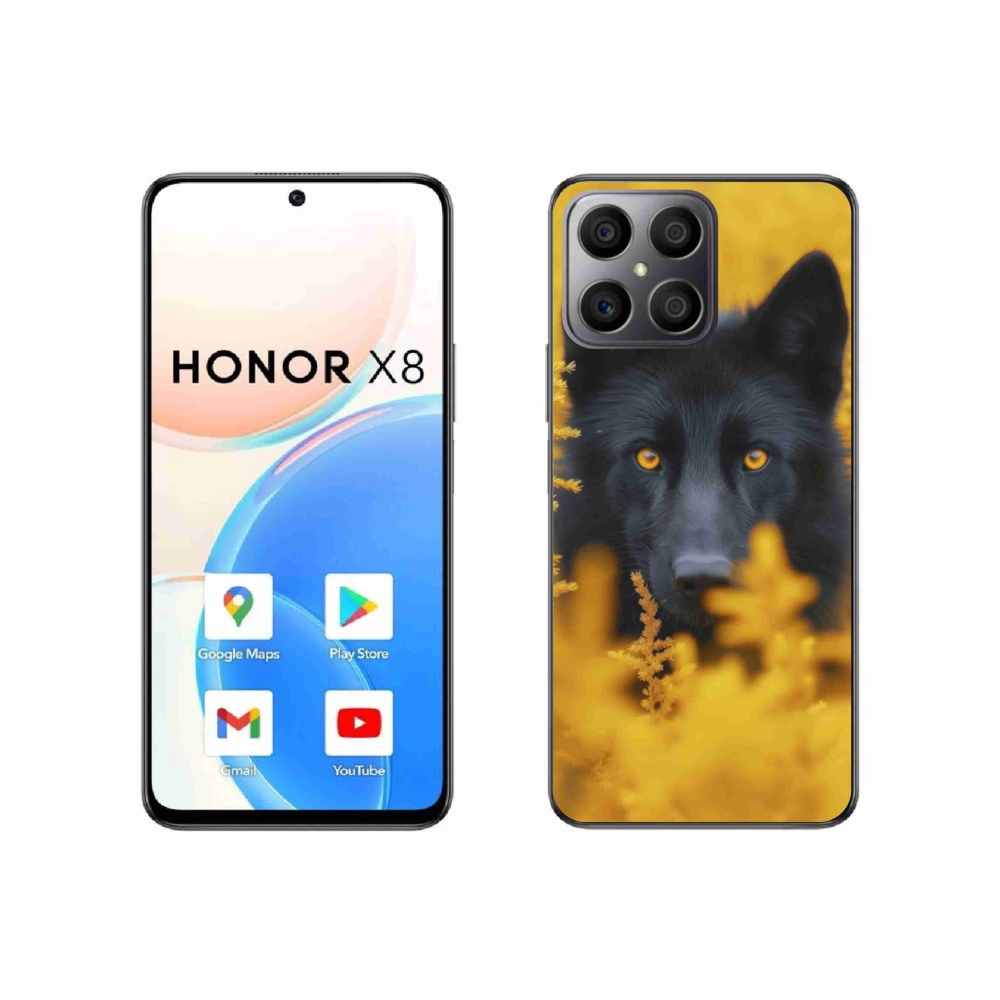 Gélový kryt mmCase na Honor X8 - čierny vlk 2