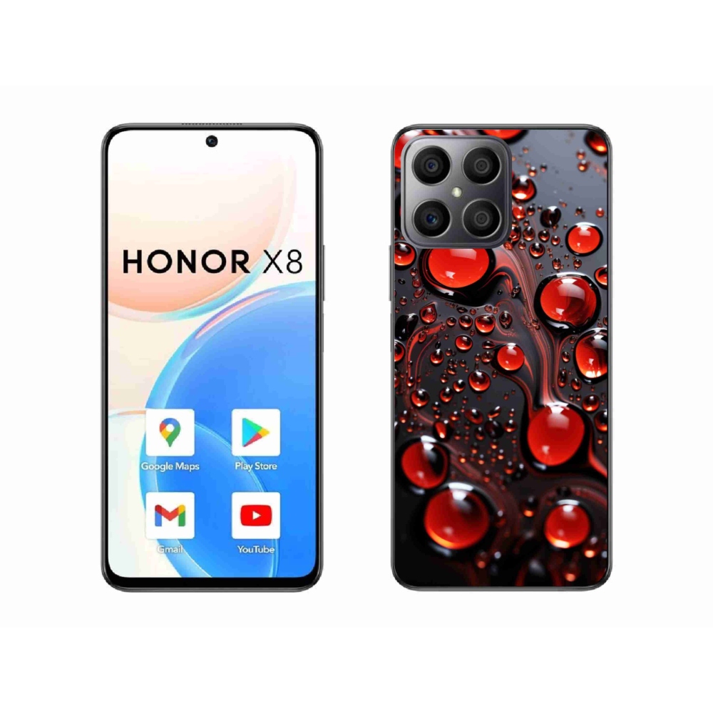 Gélový kryt mmCase na Honor X8 - červené kvapky 2