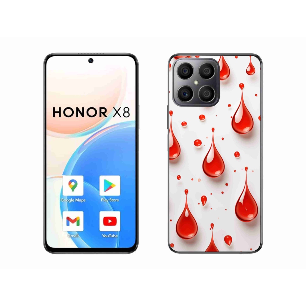 Gélový kryt mmCase na Honor X8 - červené kvapky