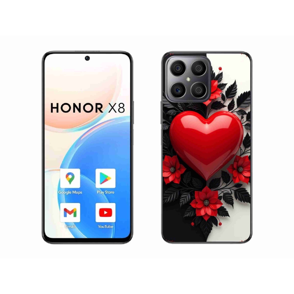 Gélový kryt mmCase na Honor X8 - červené srdce