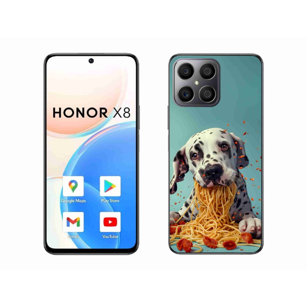 Gélový kryt mmCase na Honor X8 - dalmatín a špagety
