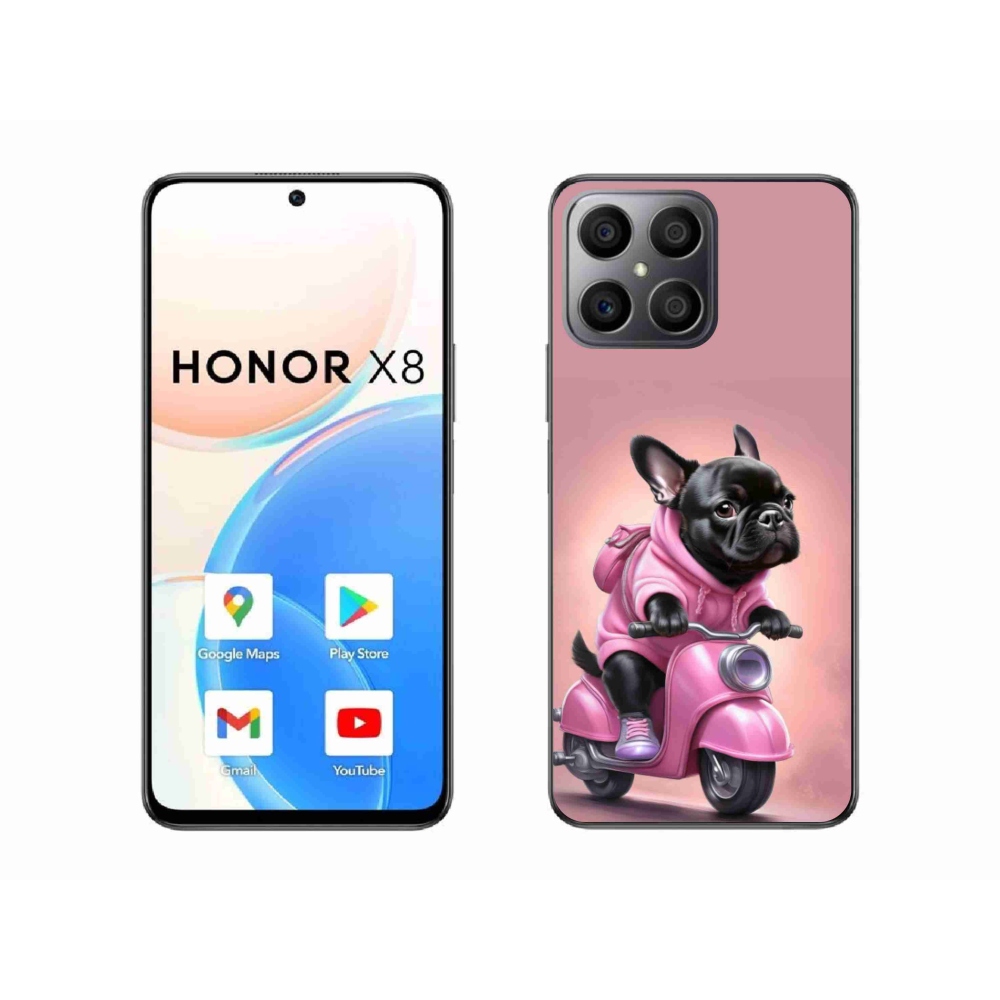 Gélový kryt mmCase na Honor X8 - francúzsky buldoček na skútri