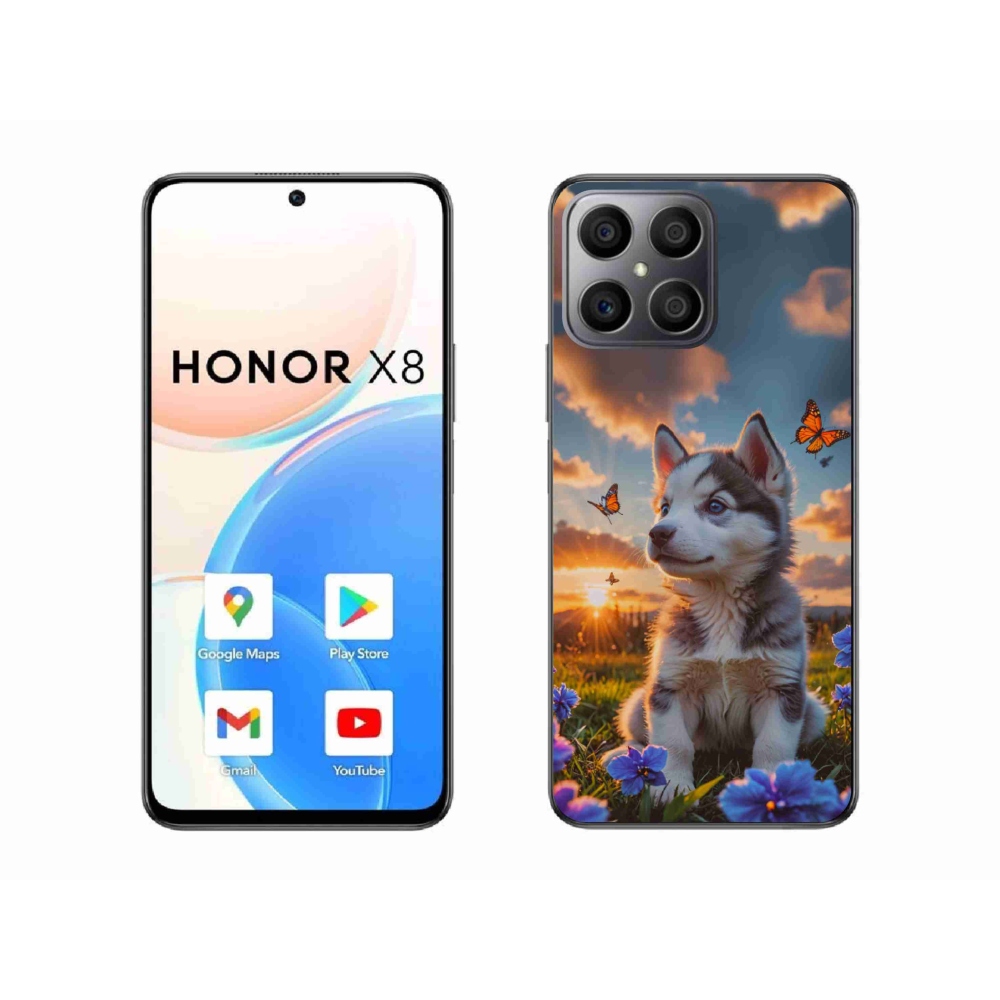 Gélový kryt mmCase na Honor X8 - husky pri západe slnka