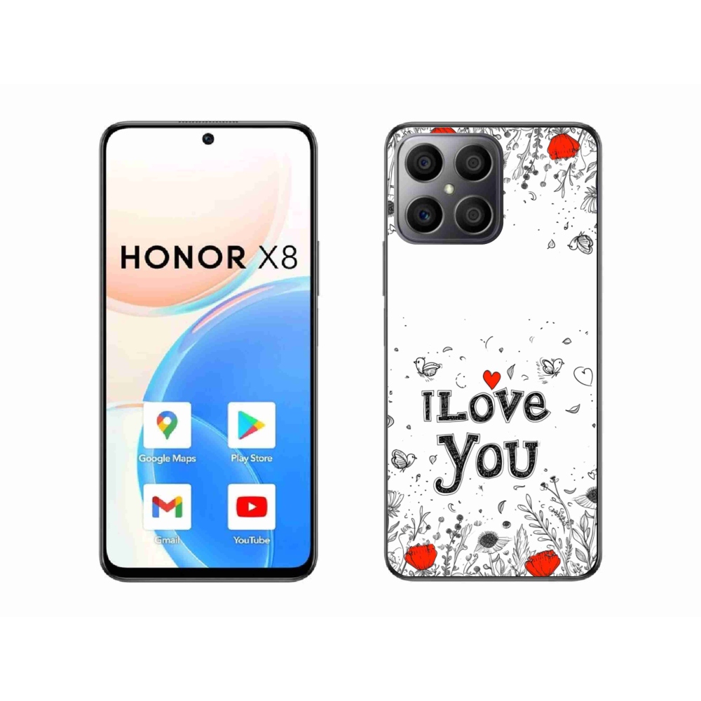 Gélový kryt mmCase na Honor X8 - I love you biele pozadie