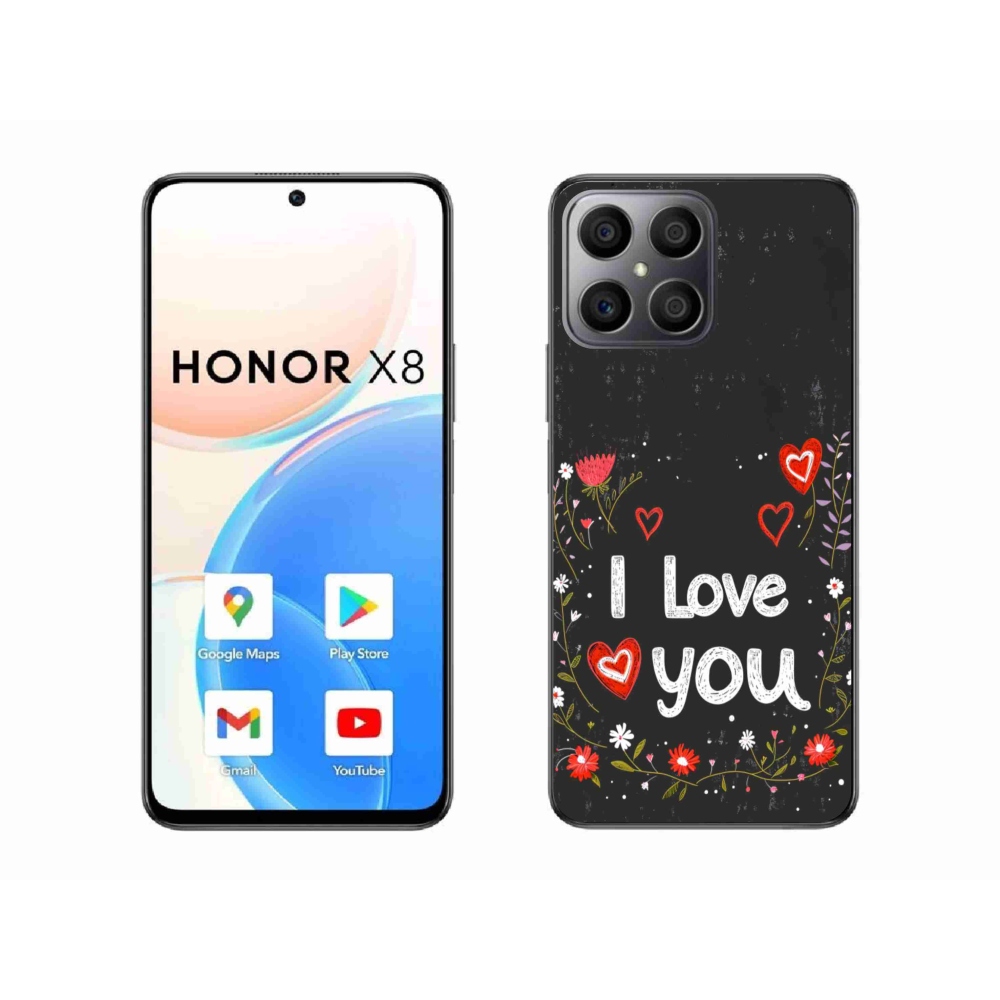 Gélový kryt mmCase na Honor X8 - I love you čierne pozadie