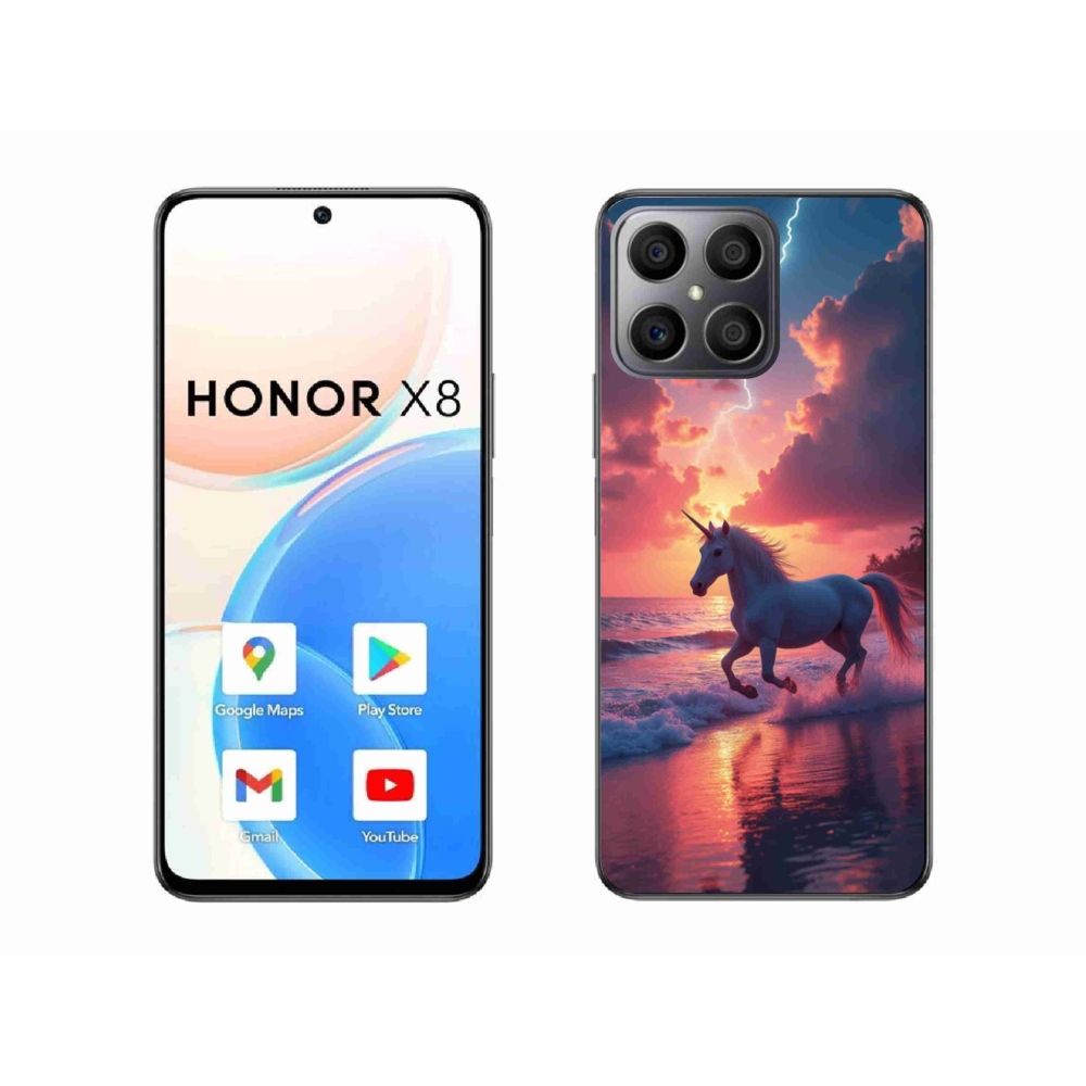 Gélový kryt mmCase na Honor X8 - jednorožec na pláži