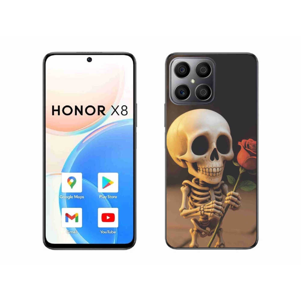 Gélový kryt mmCase na Honor X8 - kostlivec s ružou