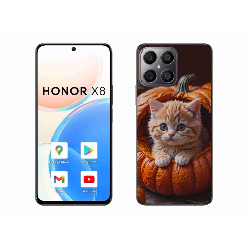 Gélový kryt mmCase na Honor X8 - mačiatko a tekvica 2