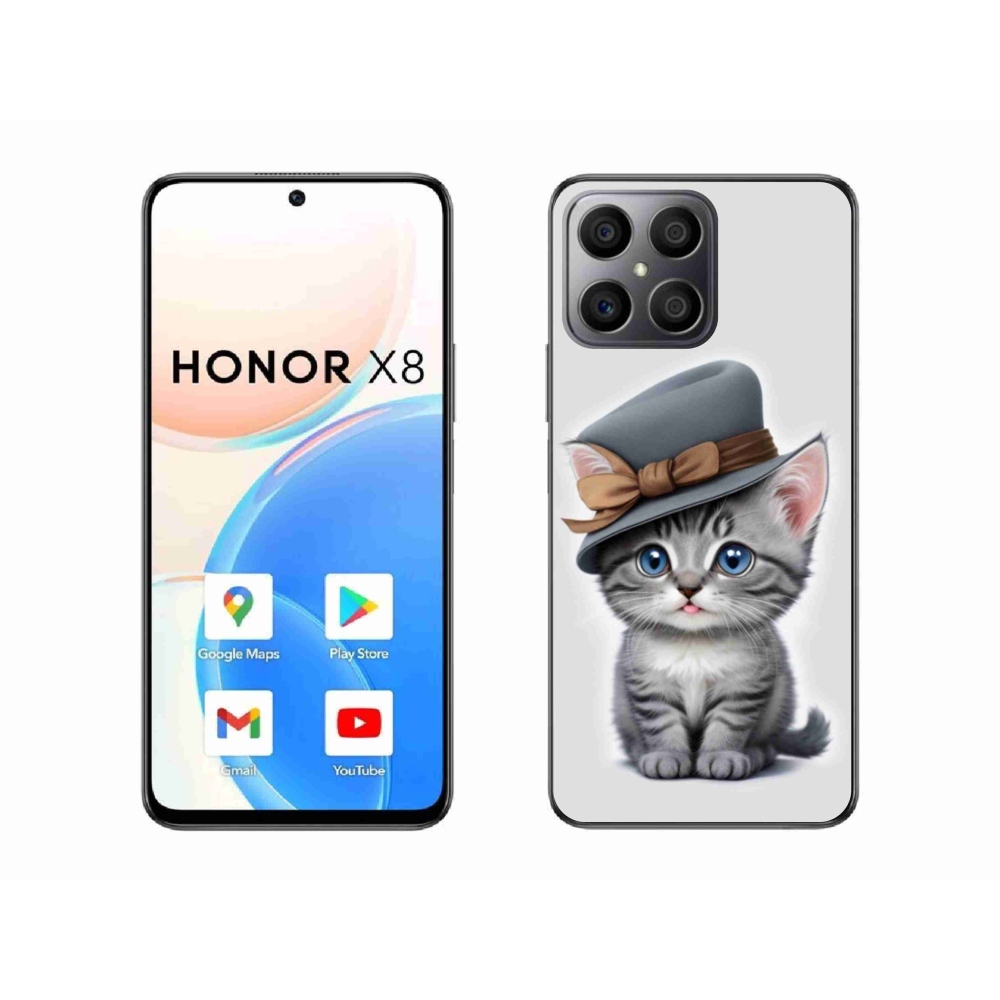 Gélový kryt mmCase na Honor X8 - mačiatko s klobúkom
