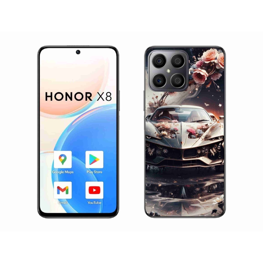 Gélový kryt mmCase na Honor X8 - kvetinové športové vozidlo