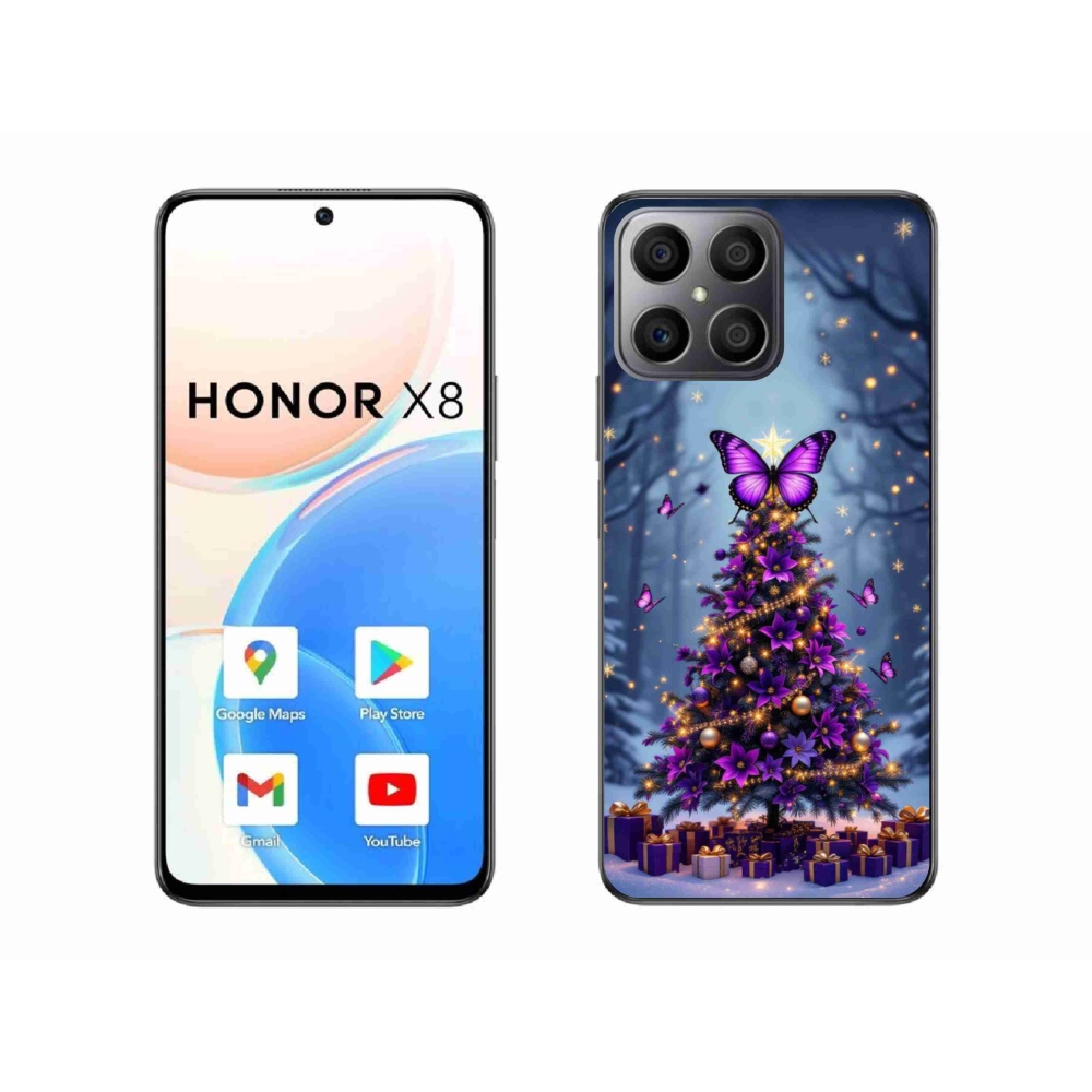 Gélový kryt mmCase na Honor X8 - motýlí vianočný stromček