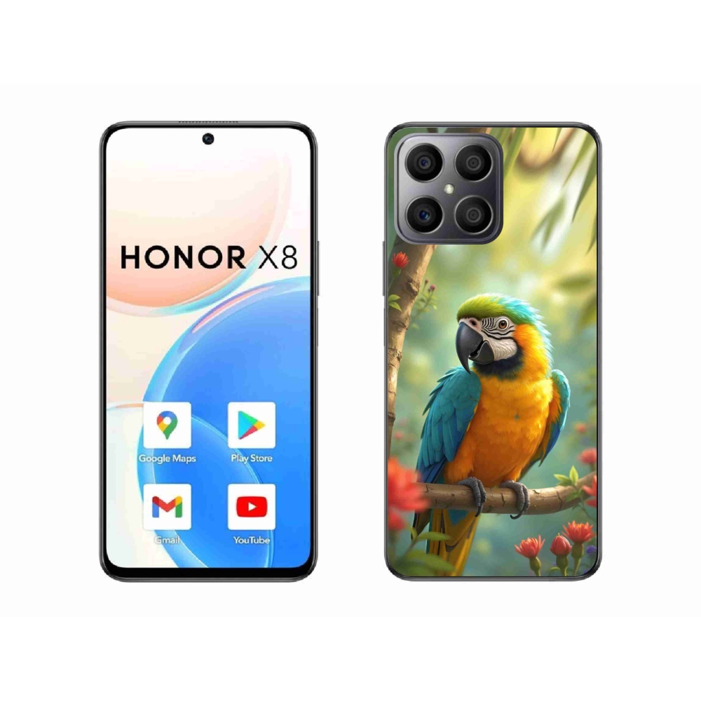 Gélový kryt mmCase na Honor X8 - papagáj ara modrožltá