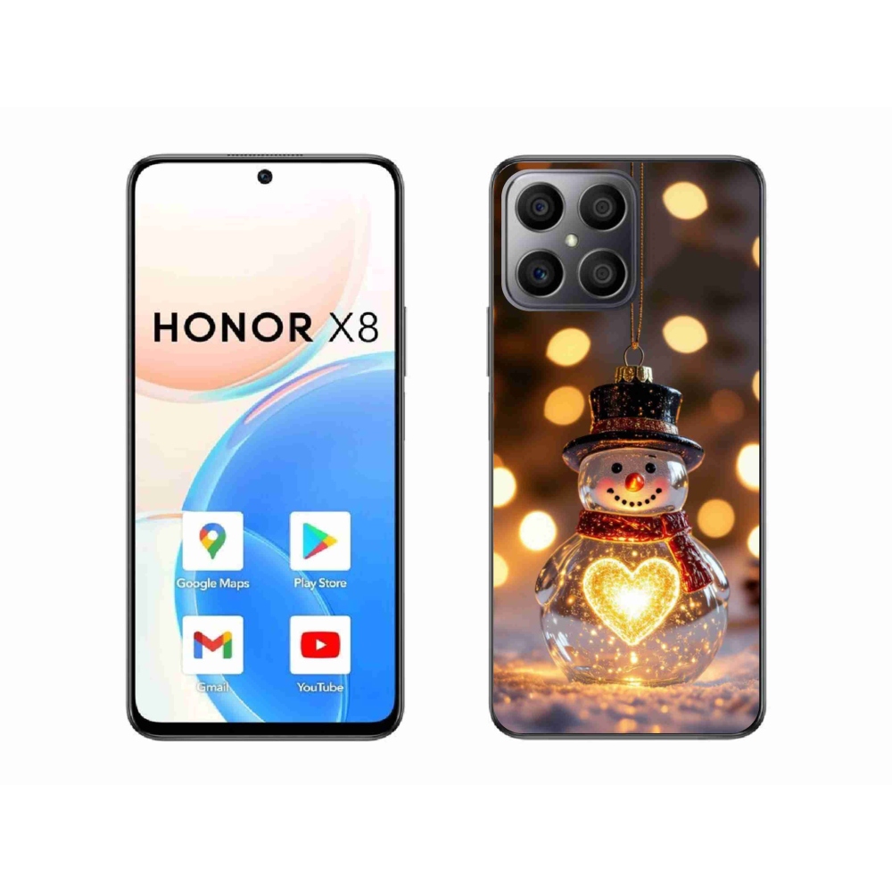 Gélový kryt mmCase na Honor X8 - svietiaci vianočný snehuliak