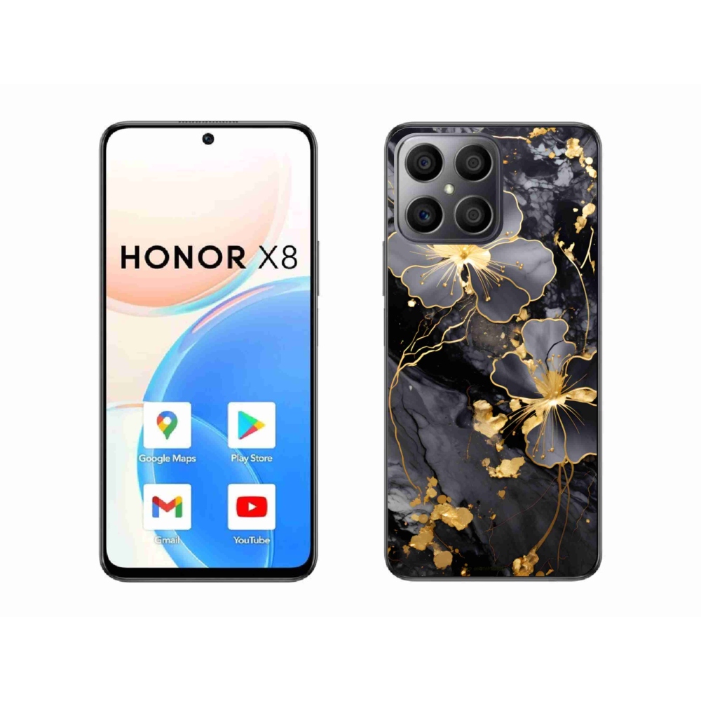 Gélový kryt mmCase na Honor X8 - zlaté kvety