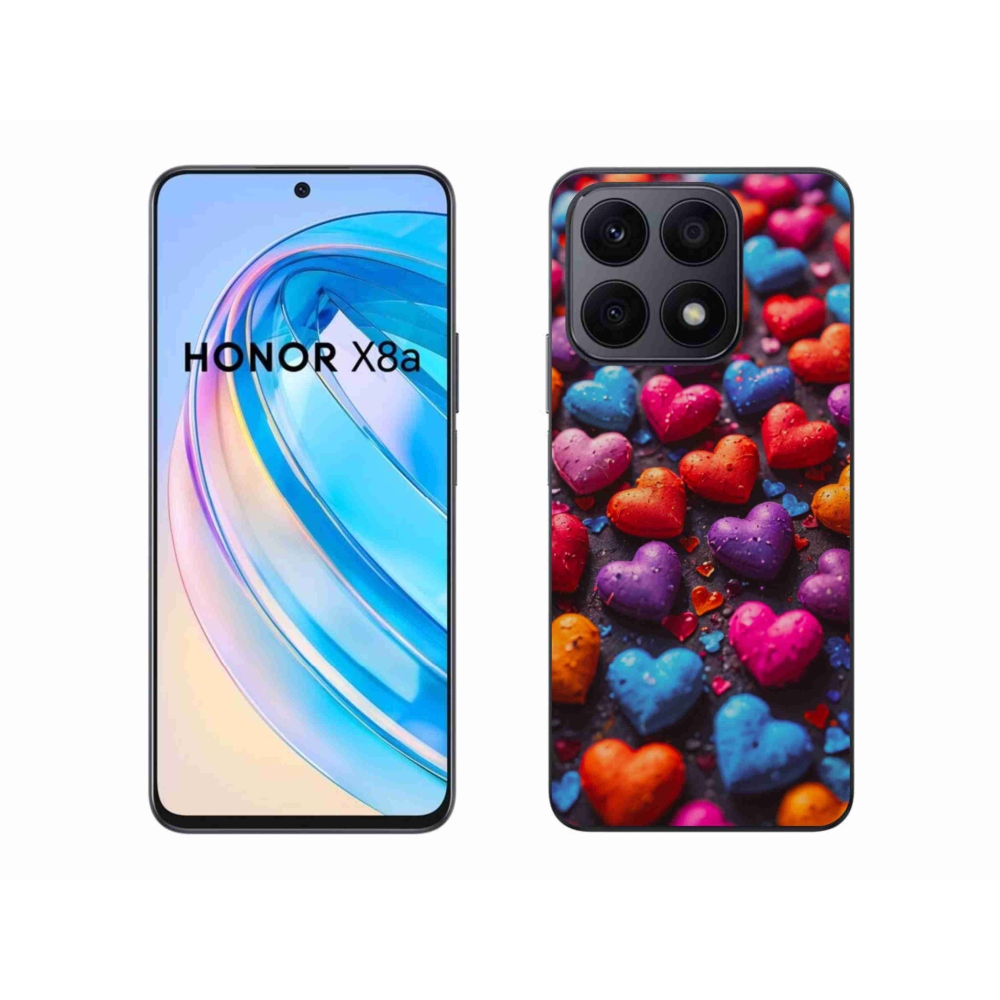 Gélový kryt mmCase na Honor X8a - farebné srdcia