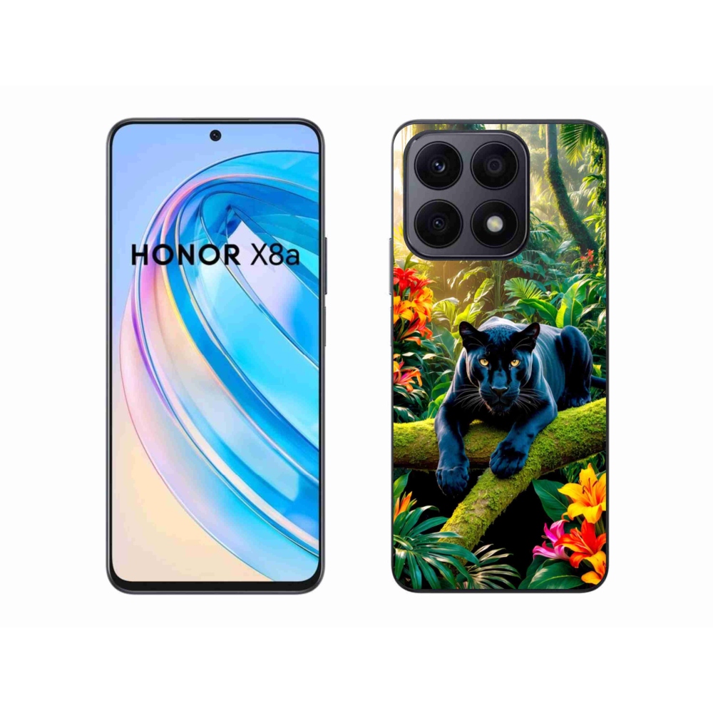Gélový kryt mmCase na Honor X8a - čierny panter v džungli