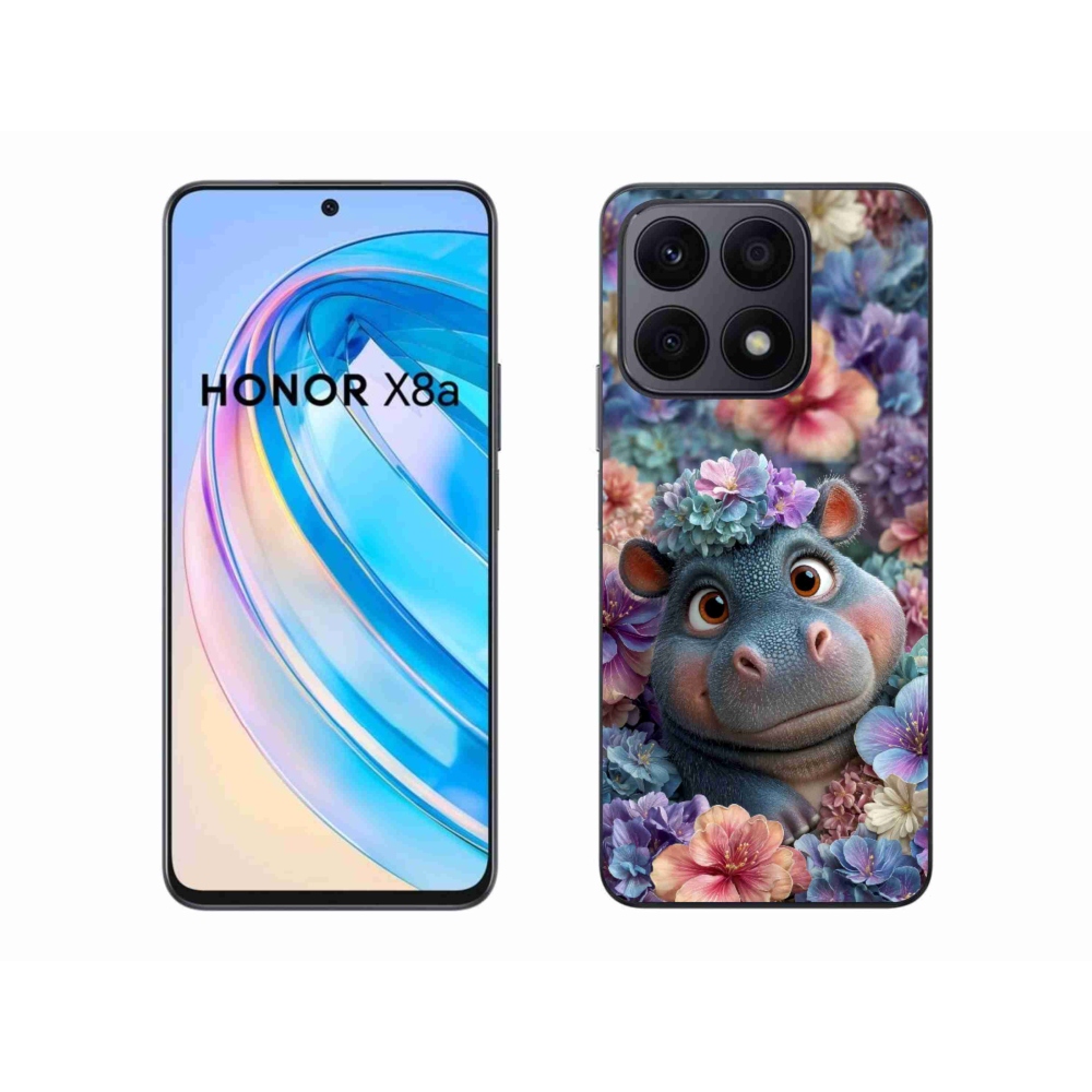 Gélový kryt mmCase na Honor X8a - hrošík v kvetoch