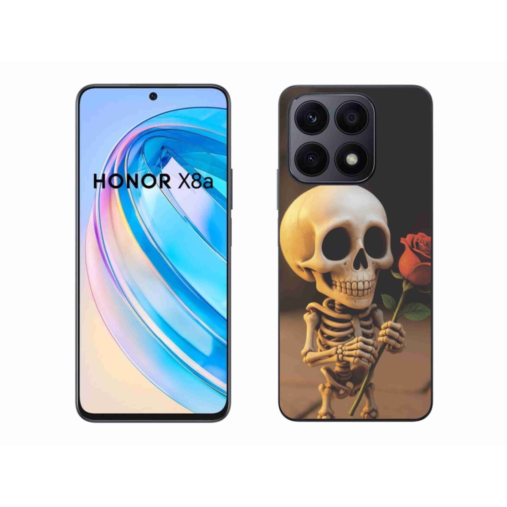 Gélový kryt mmCase na Honor X8a - kostlivec s ružou