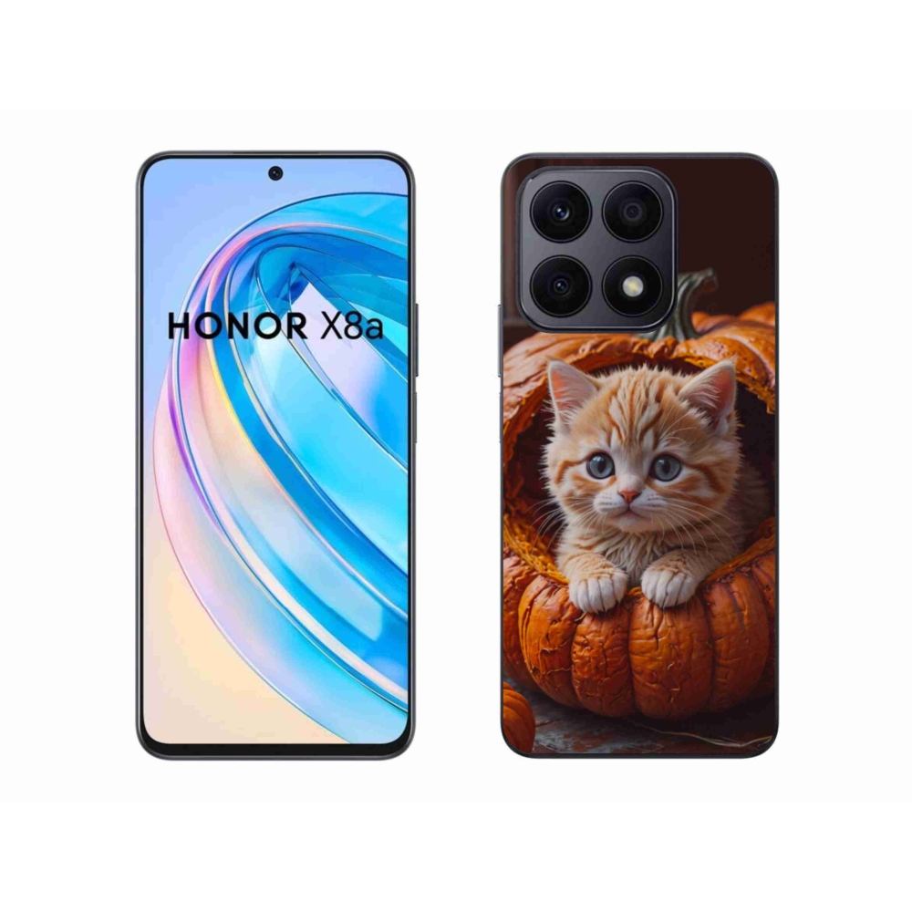 Gélový kryt mmCase na Honor X8a - mačiatko a tekvica 2