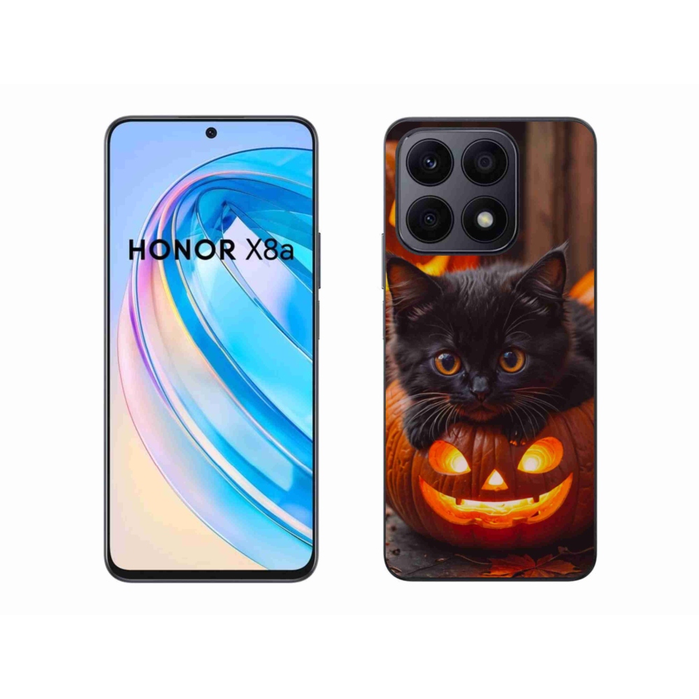 Gélový kryt mmCase na Honor X8a - mačiatko a tekvica