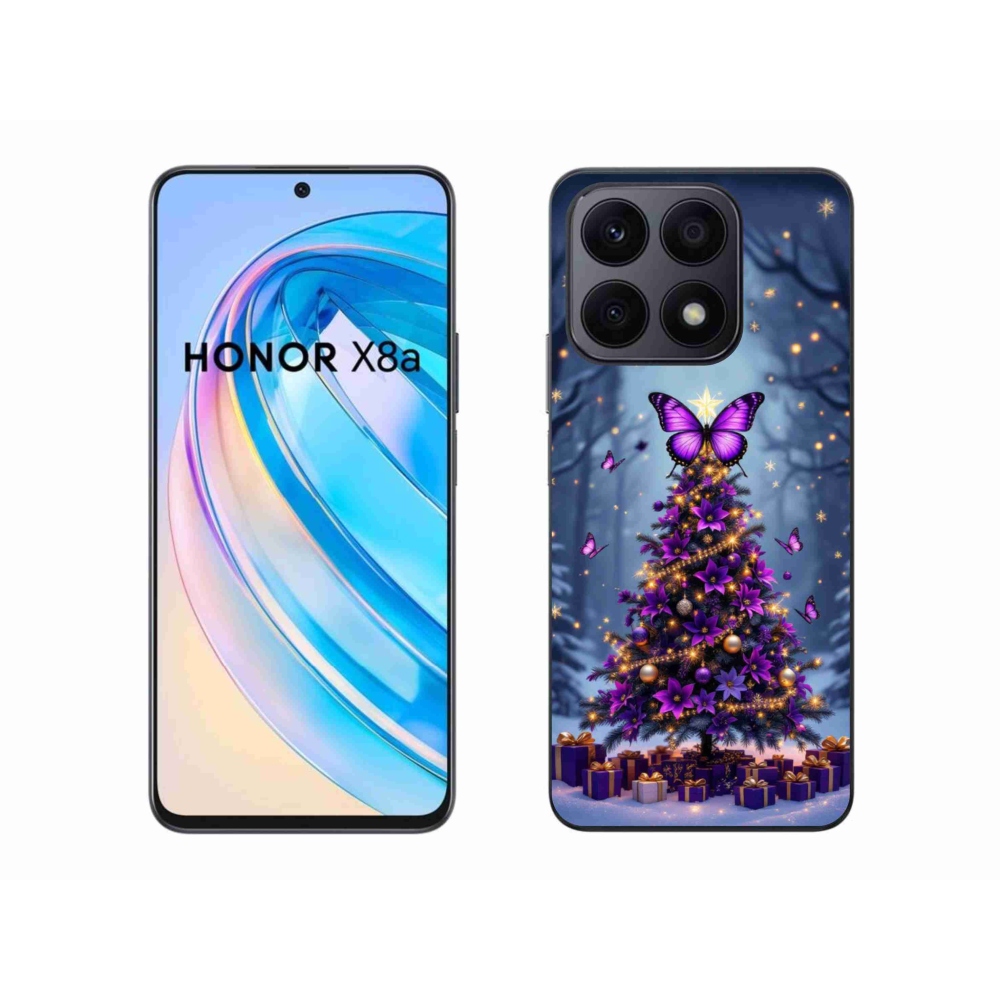Gélový kryt mmCase na Honor X8a - motýlí vianočný stromček