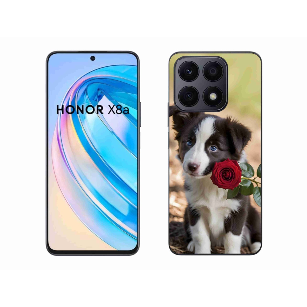Gélový kryt mmCase na Honor X8a - roztomilá border kólia s ružou