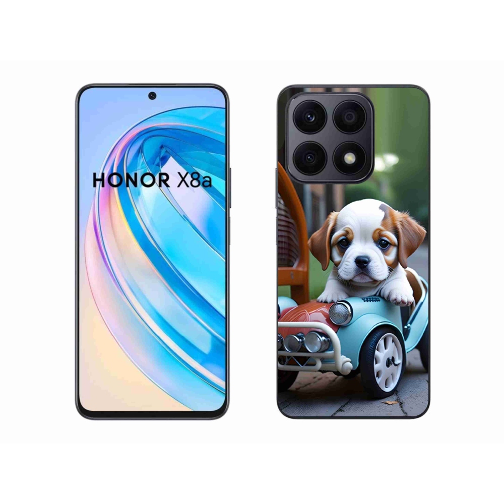 Gélový kryt mmCase na Honor X8a - šteňa v retro aute