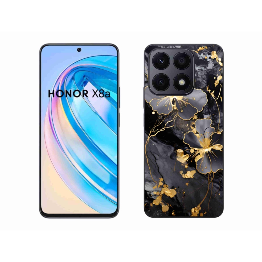 Gélový kryt mmCase na Honor X8a - zlaté kvety
