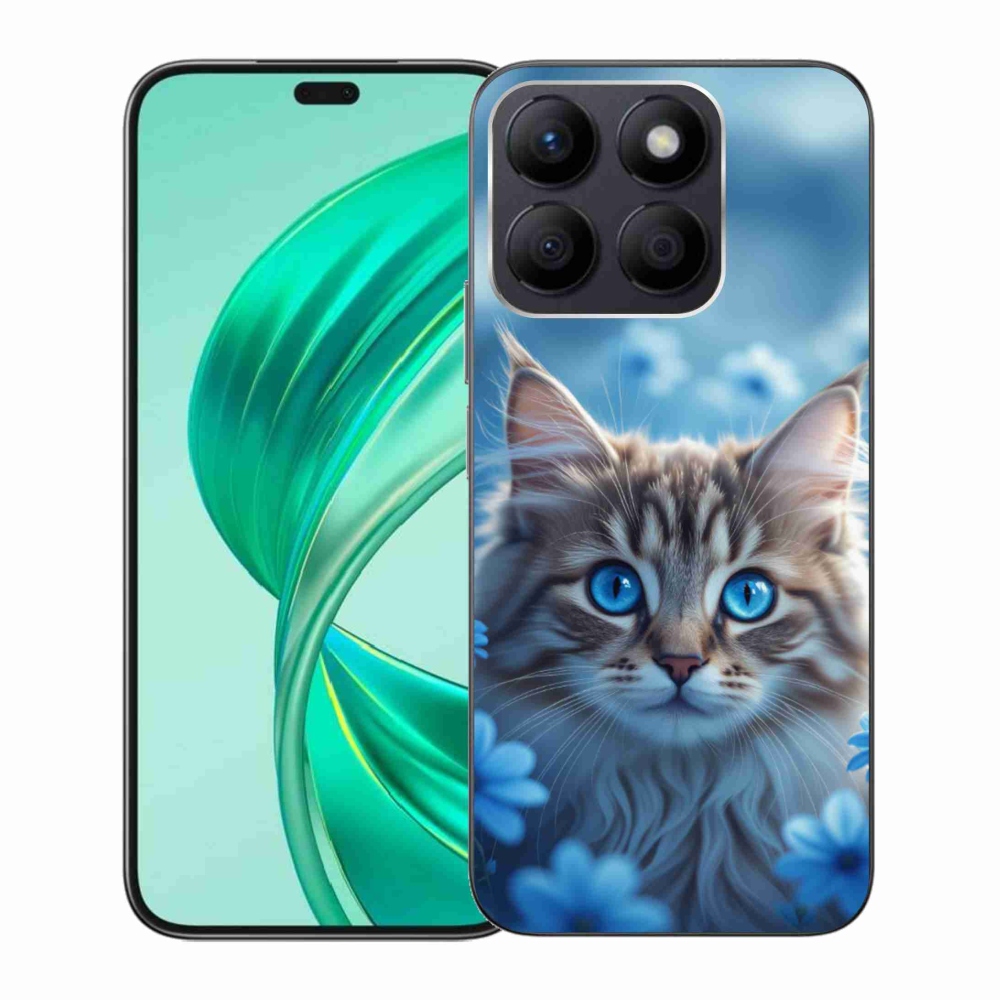 Gélový kryt mmCase na Honor X8b - mačiatko v modrých kvetoch